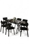 Hanah Home Axton Juego de Comedor de 7 Piezas Mármol Negro y Negro